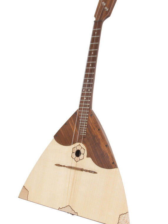 Our Balalaika Prima Deluxe has the traditional 3 strings and measures approximately 27 inches in length. The scale length is 430 mm.