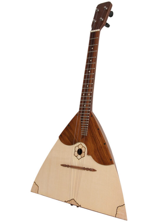 This Deluxe Tenor Balalaika -sized instrument is based upon a 430mm (17 inches) scale. The body has the classical triangular shape. The back is slightly bowed