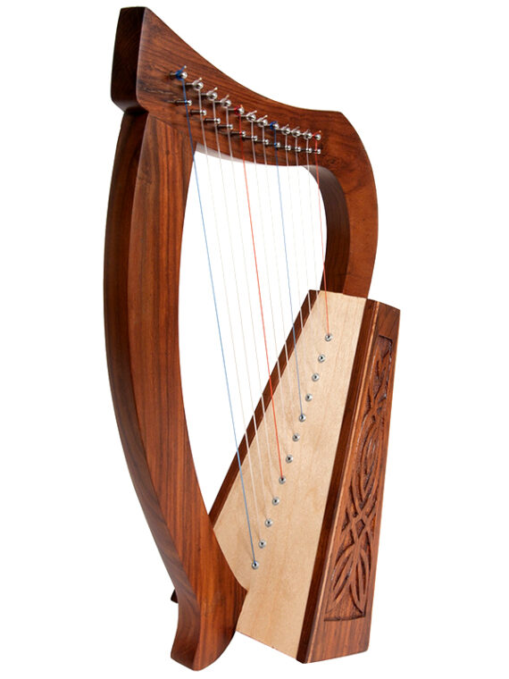 Baby Harp  12-String and knotwork designs.  Approximately 21" high. Featuring 12 DuPont hard nylon strings, a range from F above Middle C to High C