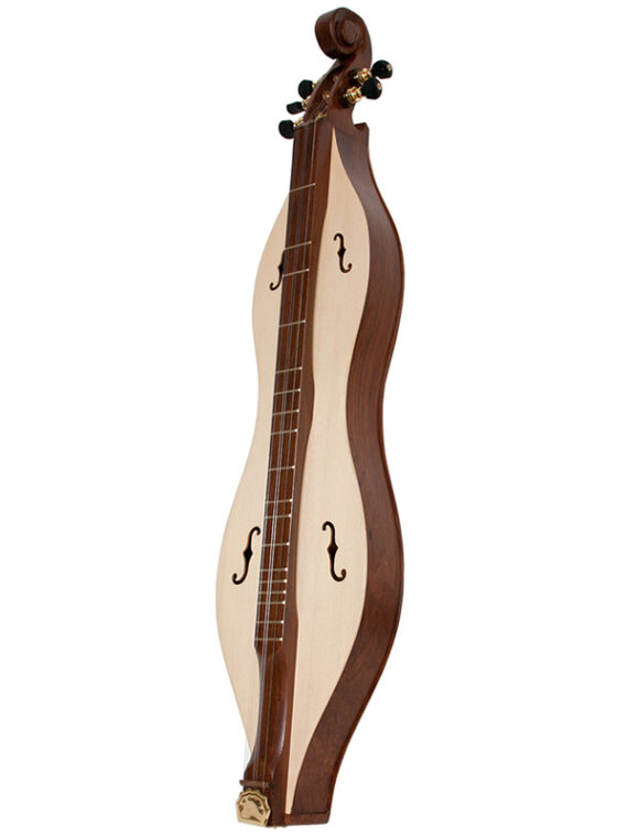 This Deluxe model offers the best features from the Emma Mountain Dulcimer  5 string line! The vaulted fret board and the completely spruce soundboard