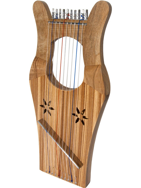 King David's Mini Kinnor Harp Walnut, 16" x 8", 10 nylon strings for the biblical scale. Featuring DuPont hard nylon strings.