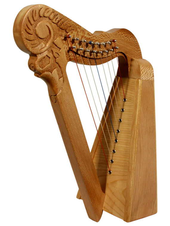8 string Parisian Lacewood Harp. This is a functional harp, but has a design to be decorative. This is stylishly has a design of solid lacewood with a spruce soundboard.