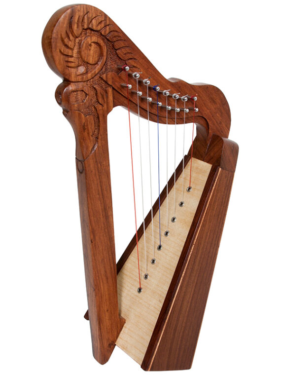 8 string Parisian Harp. This is a functional harp, but is designed to be decorative. This is stylishly designed in solid Rosewood with a spruce soundboard