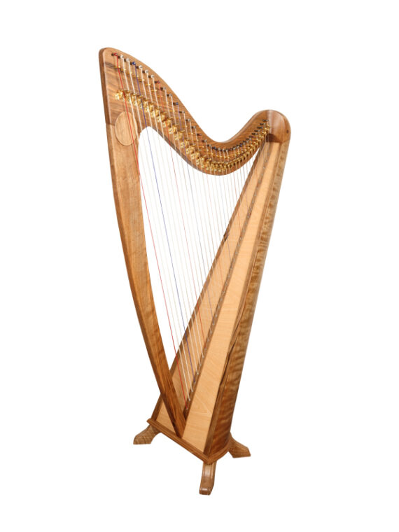 34 String Round Back Harp Walnut