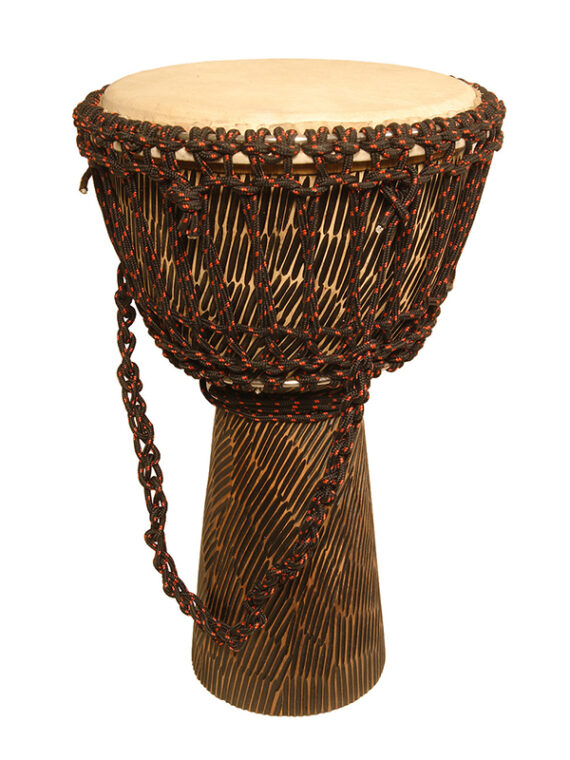 ROPE TUNED ROSEWOOD DJEMBE WITH GOATSKIN HEAD 10-BY-20-INCH - HEWN FINISH