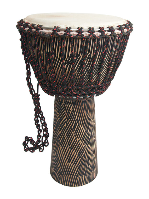 ROPE TUNED ROSEWOOD DJEMBE WITH GOATSKIN HEAD 12-BY-22-INCH - HEWN FINISH